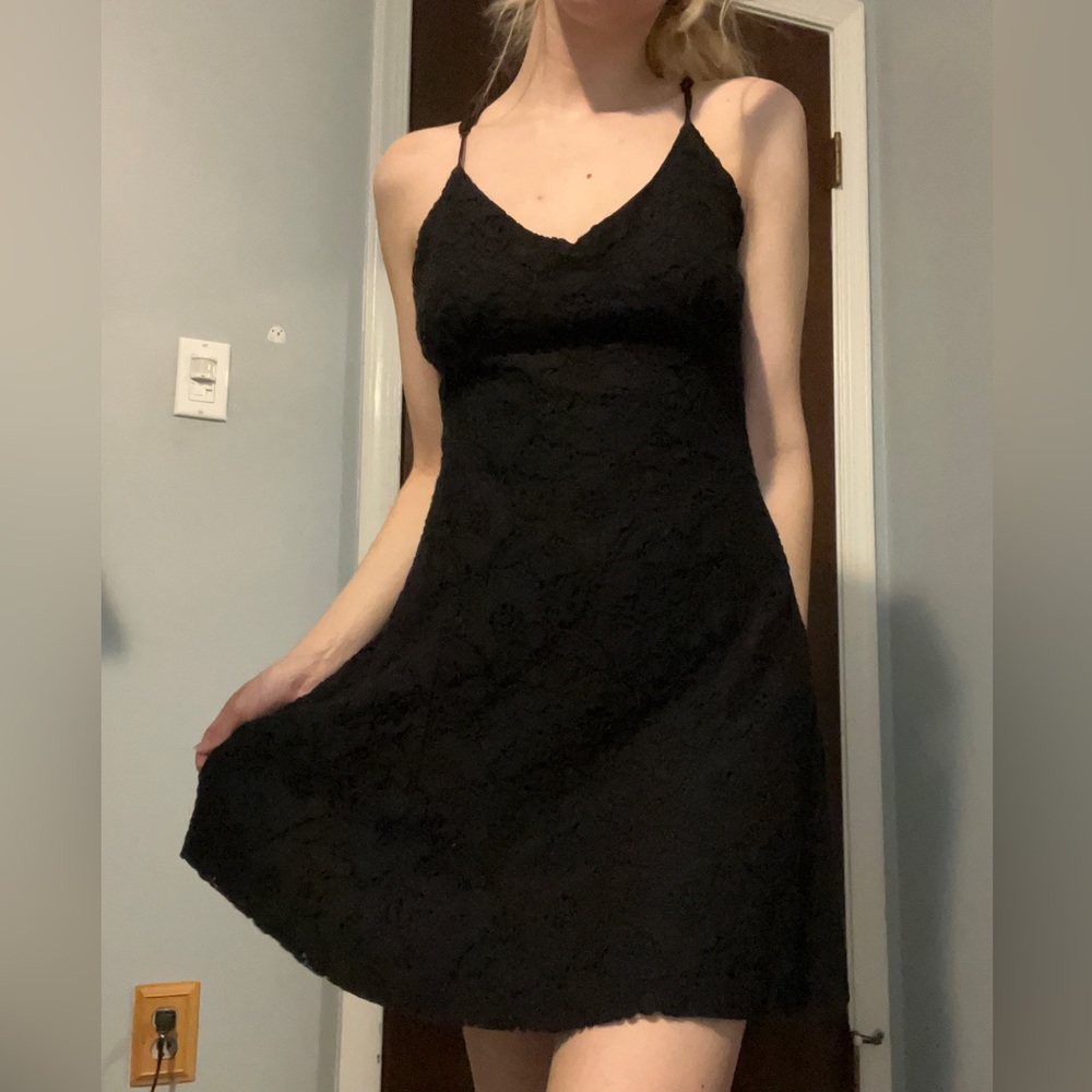 Black Skater Dress with Floral Lace :)